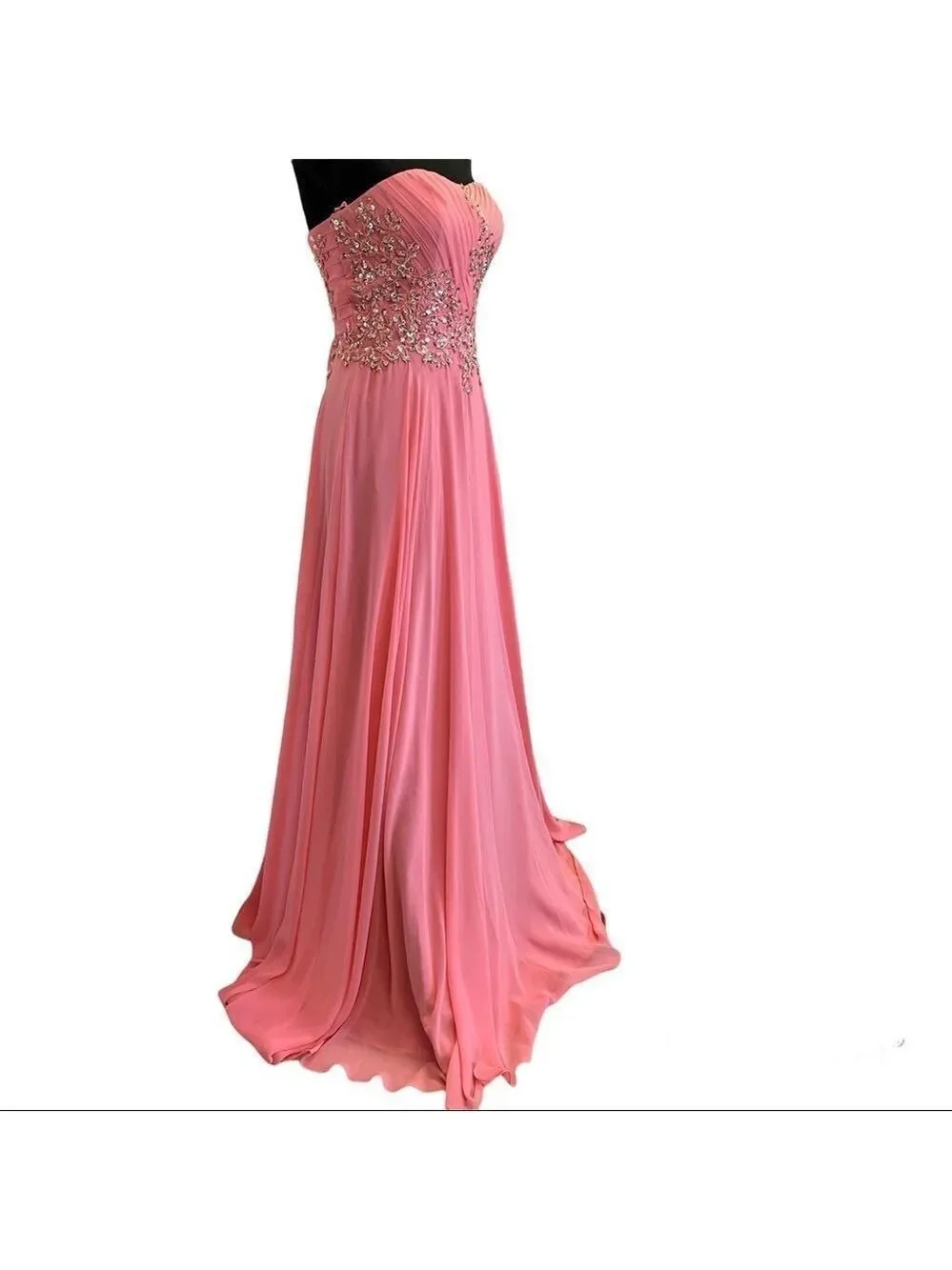 ANNA Rose pink sleeveless sequin beaded sweetheart prom bridesmaid gown🔥